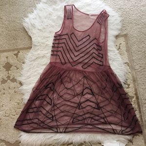 Free People Sheer Slip Dress Bead Embellished
